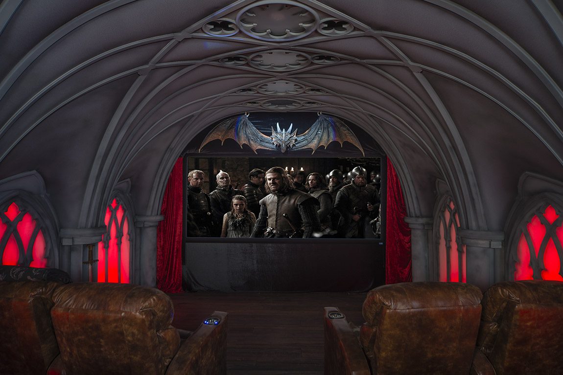 Close-up GoT theater vaulted ceiling