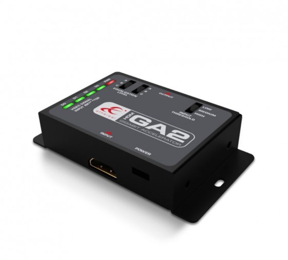 Metra Home Theater Ethereal HDM-GA2 Gigabit Accelerator
The second-generation HDM-GA2 takes pre-existing hardwired passive HDMI cables and expands their bandwidth up to 24Gbps for distances up to 15.5 meters. The product supports HDMI 2.0 standards, and it can expand cabling throughput up to 48Gbps on cable lengths up to nine meters. It also provides eight programmable EQ settings and it supports eARC.