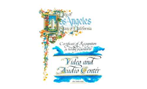 Video and Audio Center LA recognition