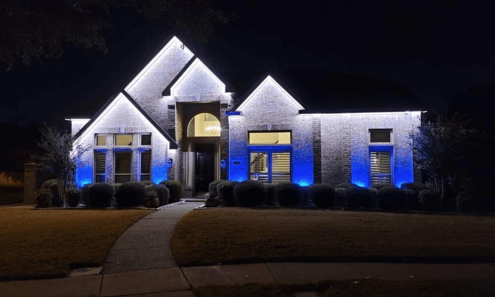 Exterior lighting, color tunable lighting home facade
