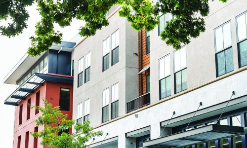 Front facade of a luxury apartment MDU.