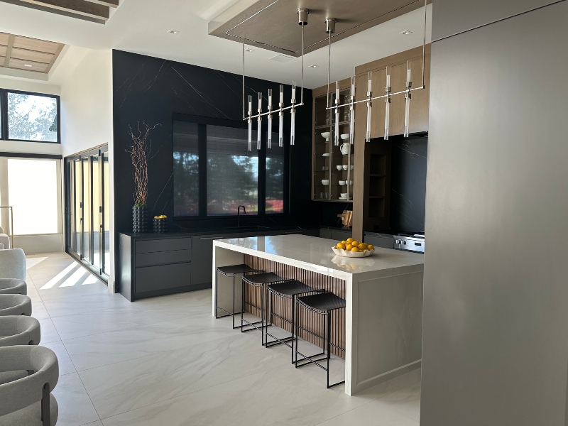 Kitchen at The Cameron with Control4 lighting and Lutron motorized shades