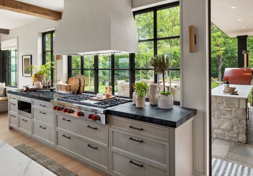 Outdoor barn-style kitchen area Halstead's Bay Minnesota
