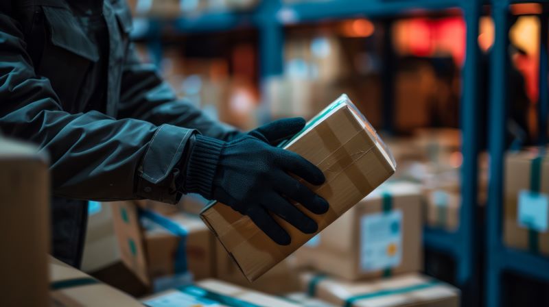 Man holding box meant to represent counterfeit operation recently busted by Shure and other audio manufacturers in China
