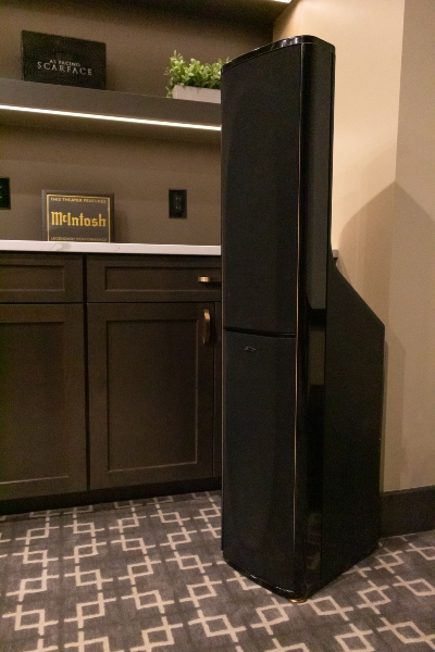 Custom home theater back bar by Gramophone in Bowie, Maryland home.