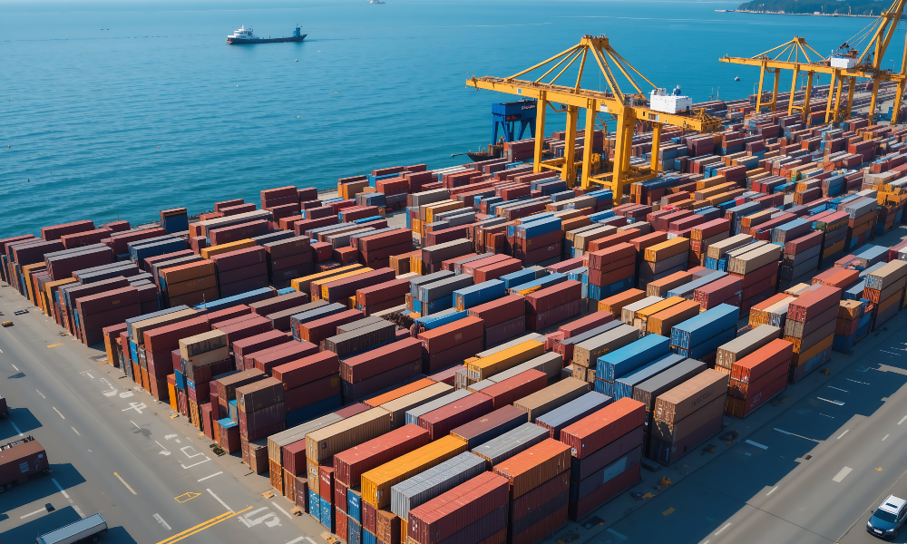 Shipping containers meant to represent incoming tariff trade war and Jetbuilt's resources for integrators