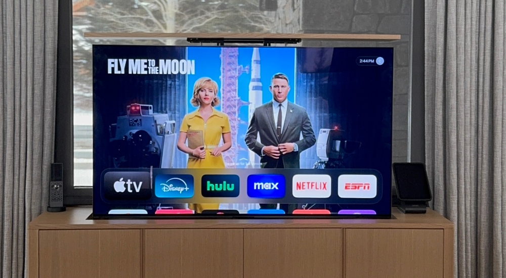 Nexus 21 TV lift in cabinet of Wyoming Home, Premiere SAV